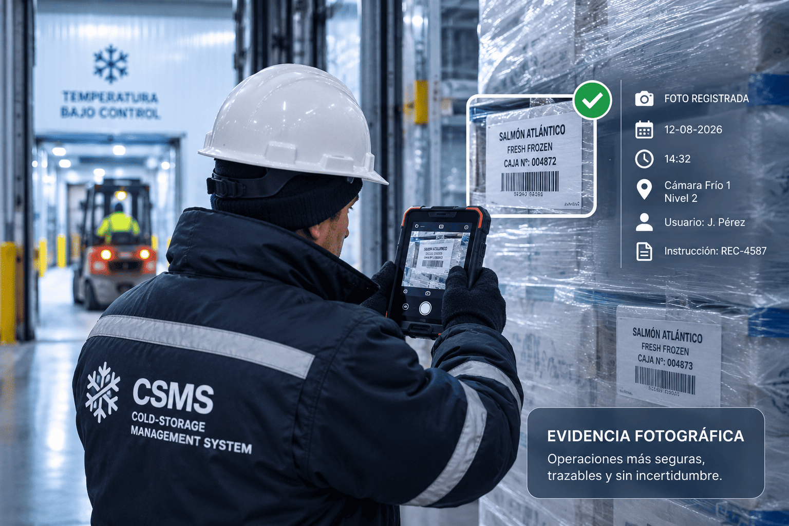 Evidencia fotográfica estructurada durante una operación en un frigorífico 3PL
